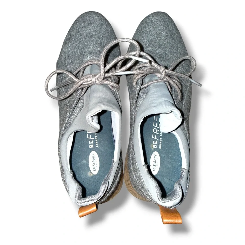 Dr. Scholl's Be Free Energy Sneakers Womens 7.5 Gray Wool Platform Wedge Comfort